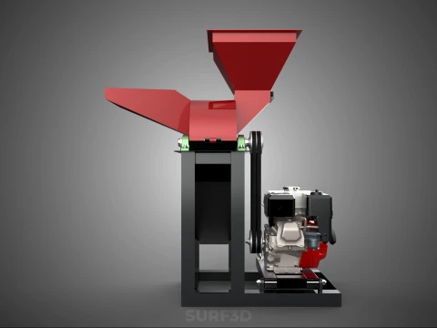DUAL HOPPER CHOPPER CUTTER GRINDER HAMMER MILL MACHINE GASOLINE 3D Model