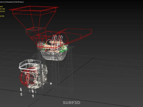 DUAL HOPPER CHOPPER CUTTER GRINDER HAMMER MILL MACHINE GASOLINE 3D Model
