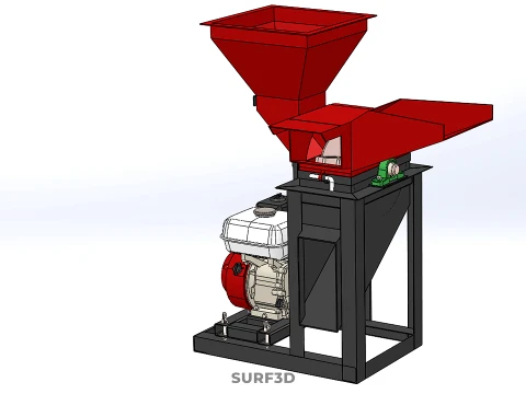 DUAL HOPPER CHOPPER CUTTER GRINDER HAMMER MILL MACHINE GASOLINE 3D Model