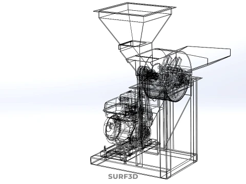 DUAL HOPPER CHOPPER CUTTER GRINDER HAMMER MILL MACHINE GASOLINE 3D Model