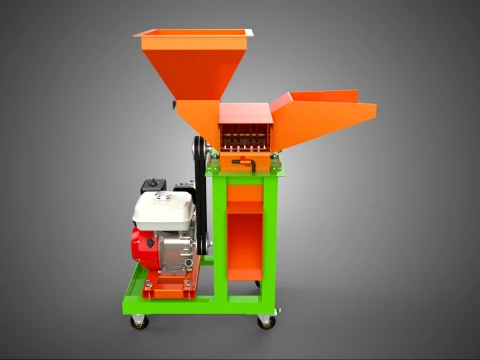 MOBILE TWO HOPPER MULCHER CRUSHER SHREDDER MACHINE PETROL MOTOR 3D Model
