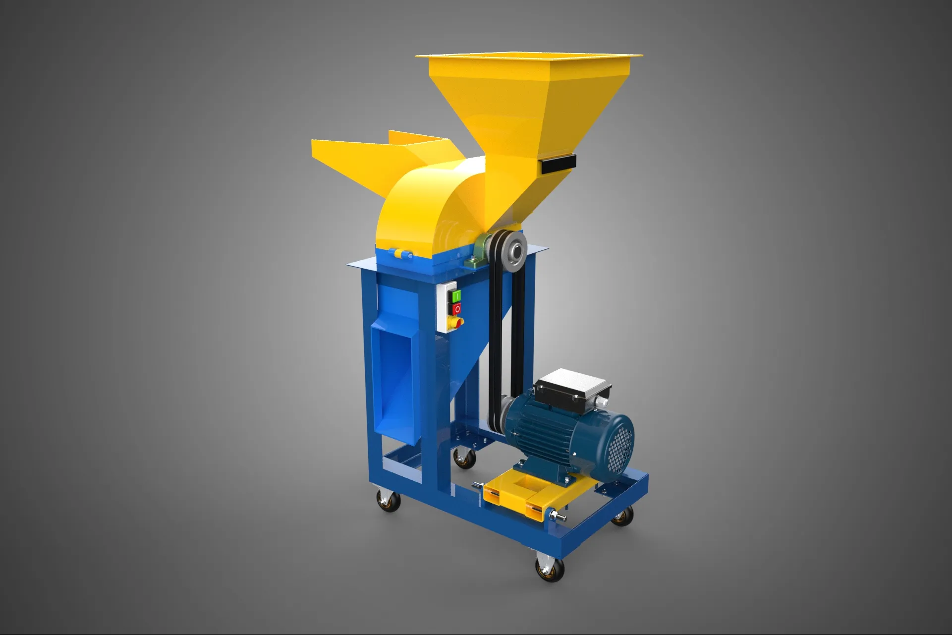 MOBILE CHOPPING CUTTING MACHINE HAMMER MILL BLADE ELECTRIC MOTOR 3D Model .c4d .max .obj .3ds .fbx .stl .blend 