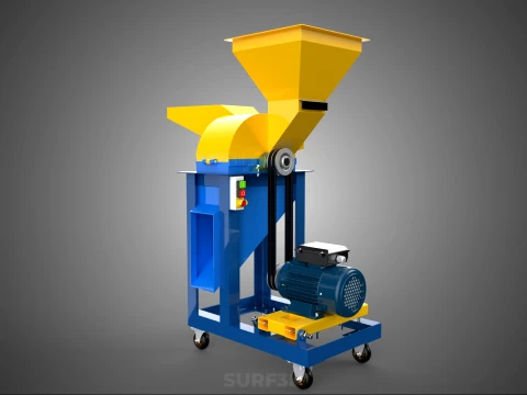MOBILE CHOPPING CUTTING MACHINE HAMMER MILL BLADE ELECTRIC MOTOR 3D Model
