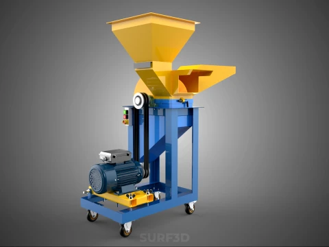 MOBILE CHOPPING CUTTING MACHINE HAMMER MILL BLADE ELECTRIC MOTOR 3D Model