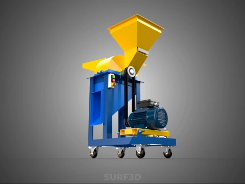 MOBILE CHOPPING CUTTING MACHINE HAMMER MILL BLADE ELECTRIC MOTOR 3D Model