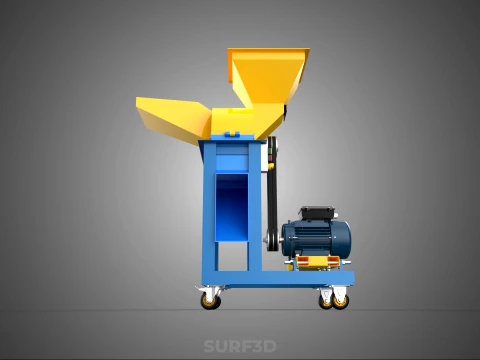 MOBILE CHOPPING CUTTING MACHINE HAMMER MILL BLADE ELECTRIC MOTOR 3D Model