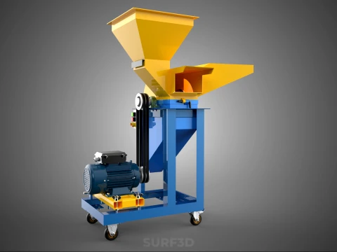 MOBILE CHOPPING CUTTING MACHINE HAMMER MILL BLADE ELECTRIC MOTOR 3D Model