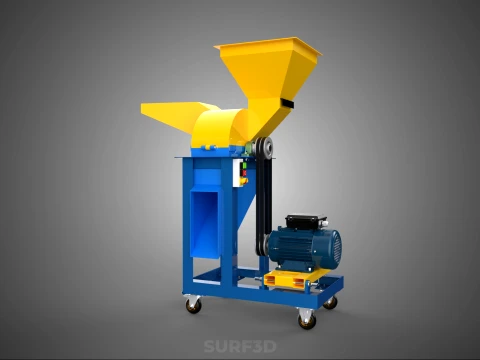 MOBILE CHOPPING CUTTING MACHINE HAMMER MILL BLADE ELECTRIC MOTOR 3D Model