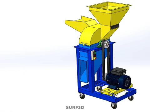 MOBILE CHOPPING CUTTING MACHINE HAMMER MILL BLADE ELECTRIC MOTOR 3D Model