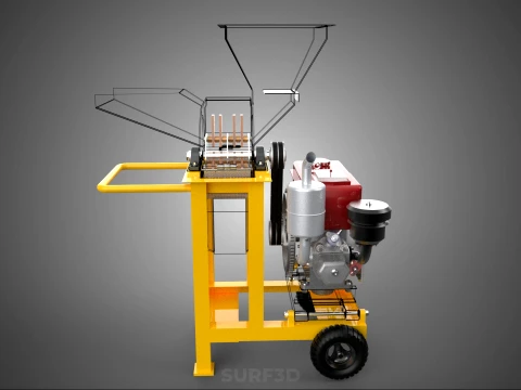 2 WHEEL MILL CHIPPING CUTTER MACHINE DIESEL ENGINE MOTOR HANDLE 3D Model