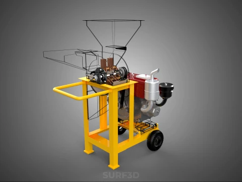2 WHEEL MILL CHIPPING CUTTER MACHINE DIESEL ENGINE MOTOR HANDLE 3D Model