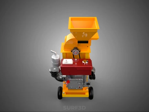 2 WHEEL MILL CHIPPING CUTTER MACHINE DIESEL ENGINE MOTOR HANDLE 3D Model