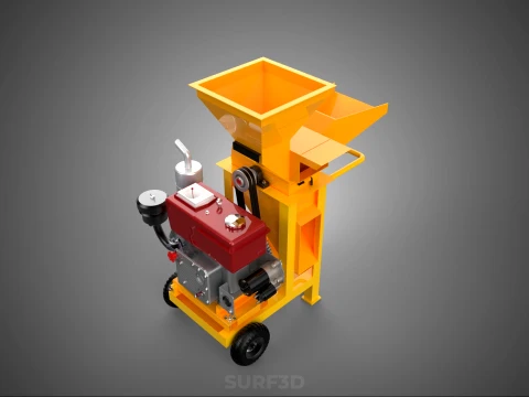 2 WHEEL MILL CHIPPING CUTTER MACHINE DIESEL ENGINE MOTOR HANDLE 3D Model