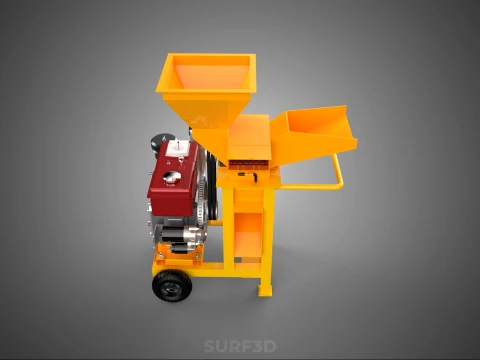 2 WHEEL MILL CHIPPING CUTTER MACHINE DIESEL ENGINE MOTOR HANDLE 3D Model