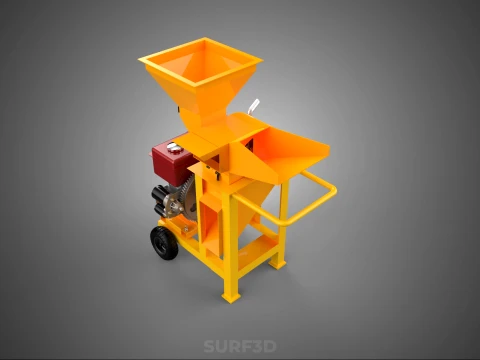 2 WHEEL MILL CHIPPING CUTTER MACHINE DIESEL ENGINE MOTOR HANDLE 3D Model