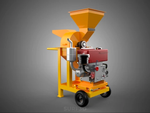 2 WHEEL MILL CHIPPING CUTTER MACHINE DIESEL ENGINE MOTOR HANDLE 3D Model