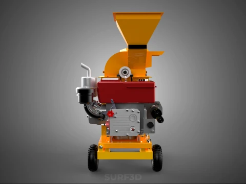 2 WHEEL MILL CHIPPING CUTTER MACHINE DIESEL ENGINE MOTOR HANDLE 3D Model