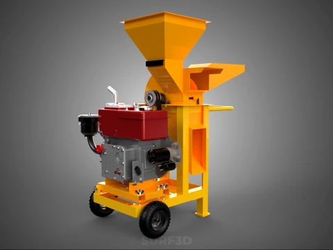 2 WHEEL MILL CHIPPING CUTTER MACHINE DIESEL ENGINE MOTOR HANDLE 3D Model