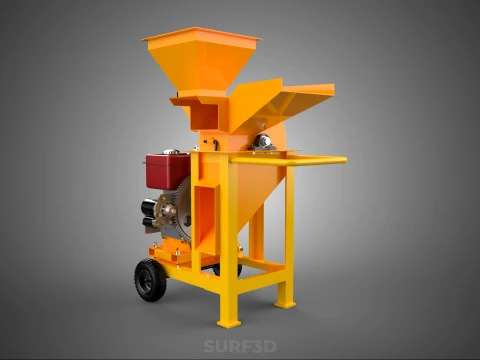 2 WHEEL MILL CHIPPING CUTTER MACHINE DIESEL ENGINE MOTOR HANDLE 3D Model