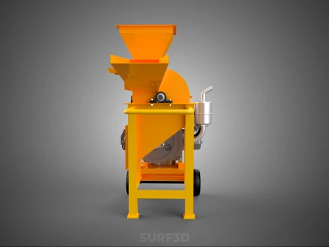 2 WHEEL MILL CHIPPING CUTTER MACHINE DIESEL ENGINE MOTOR HANDLE 3D Model
