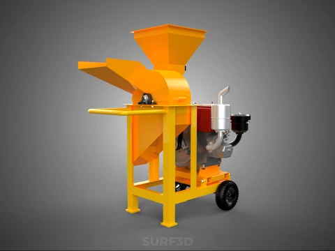 2 WHEEL MILL CHIPPING CUTTER MACHINE DIESEL ENGINE MOTOR HANDLE 3D Model