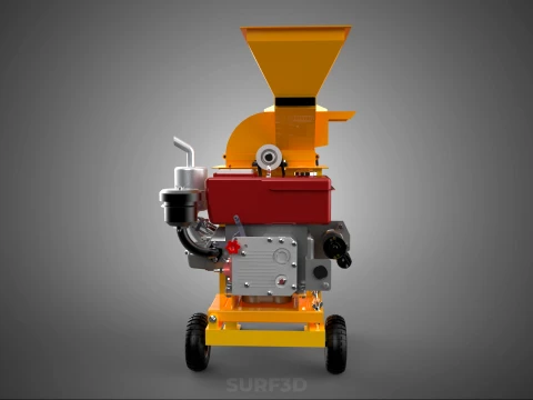2 WHEEL MILL CHIPPING CUTTER MACHINE DIESEL ENGINE MOTOR HANDLE 3D Model