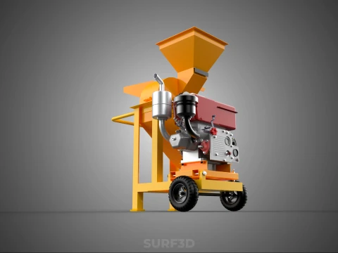 2 WHEEL MILL CHIPPING CUTTER MACHINE DIESEL ENGINE MOTOR HANDLE 3D Model