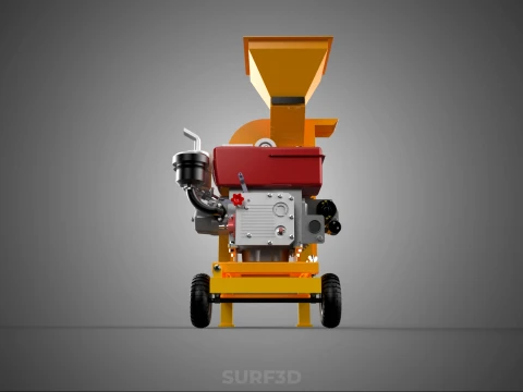 2 WHEEL MILL CHIPPING CUTTER MACHINE DIESEL ENGINE MOTOR HANDLE 3D Model