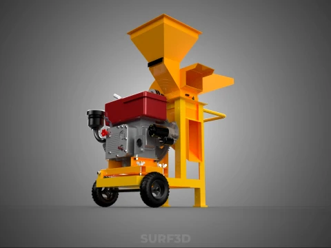 2 WHEEL MILL CHIPPING CUTTER MACHINE DIESEL ENGINE MOTOR HANDLE 3D Model