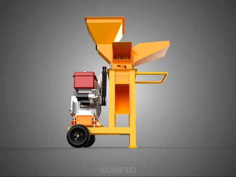 2 WHEEL MILL CHIPPING CUTTER MACHINE DIESEL ENGINE MOTOR HANDLE 3D Model