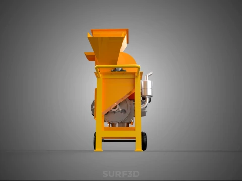 2 WHEEL MILL CHIPPING CUTTER MACHINE DIESEL ENGINE MOTOR HANDLE 3D Model