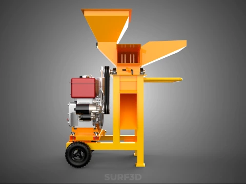 2 WHEEL MILL CHIPPING CUTTER MACHINE DIESEL ENGINE MOTOR HANDLE 3D Model
