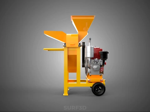 2 WHEEL MILL CHIPPING CUTTER MACHINE DIESEL ENGINE MOTOR HANDLE 3D Model