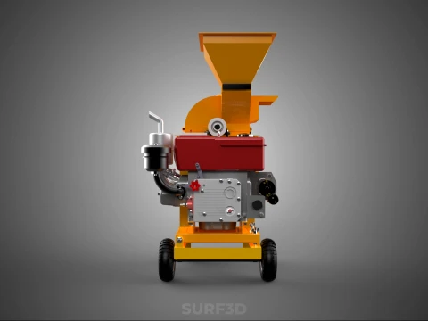 2 WHEEL MILL CHIPPING CUTTER MACHINE DIESEL ENGINE MOTOR HANDLE 3D Model