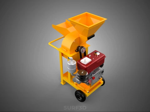 2 WHEEL MILL CHIPPING CUTTER MACHINE DIESEL ENGINE MOTOR HANDLE 3D Model