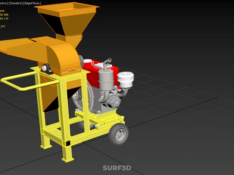 2 WHEEL MILL CHIPPING CUTTER MACHINE DIESEL ENGINE MOTOR HANDLE 3D Model