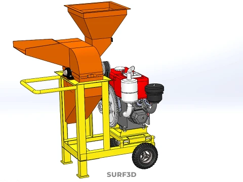 2 WHEEL MILL CHIPPING CUTTER MACHINE DIESEL ENGINE MOTOR HANDLE 3D Model