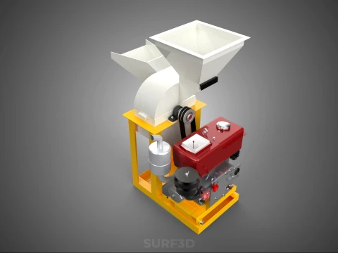 MULINO A MARTELLI PESANTE CIPPATORE TRITURATORE MACCHINA SMERIGLIATRICE PER USO AGRICOLO Modello 3D
