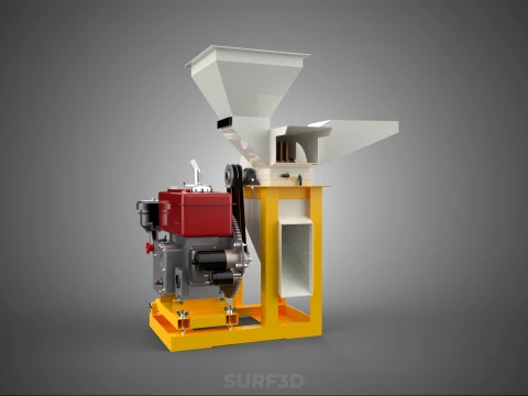 MULINO A MARTELLI PESANTE CIPPATORE TRITURATORE MACCHINA SMERIGLIATRICE PER USO AGRICOLO Modello 3D