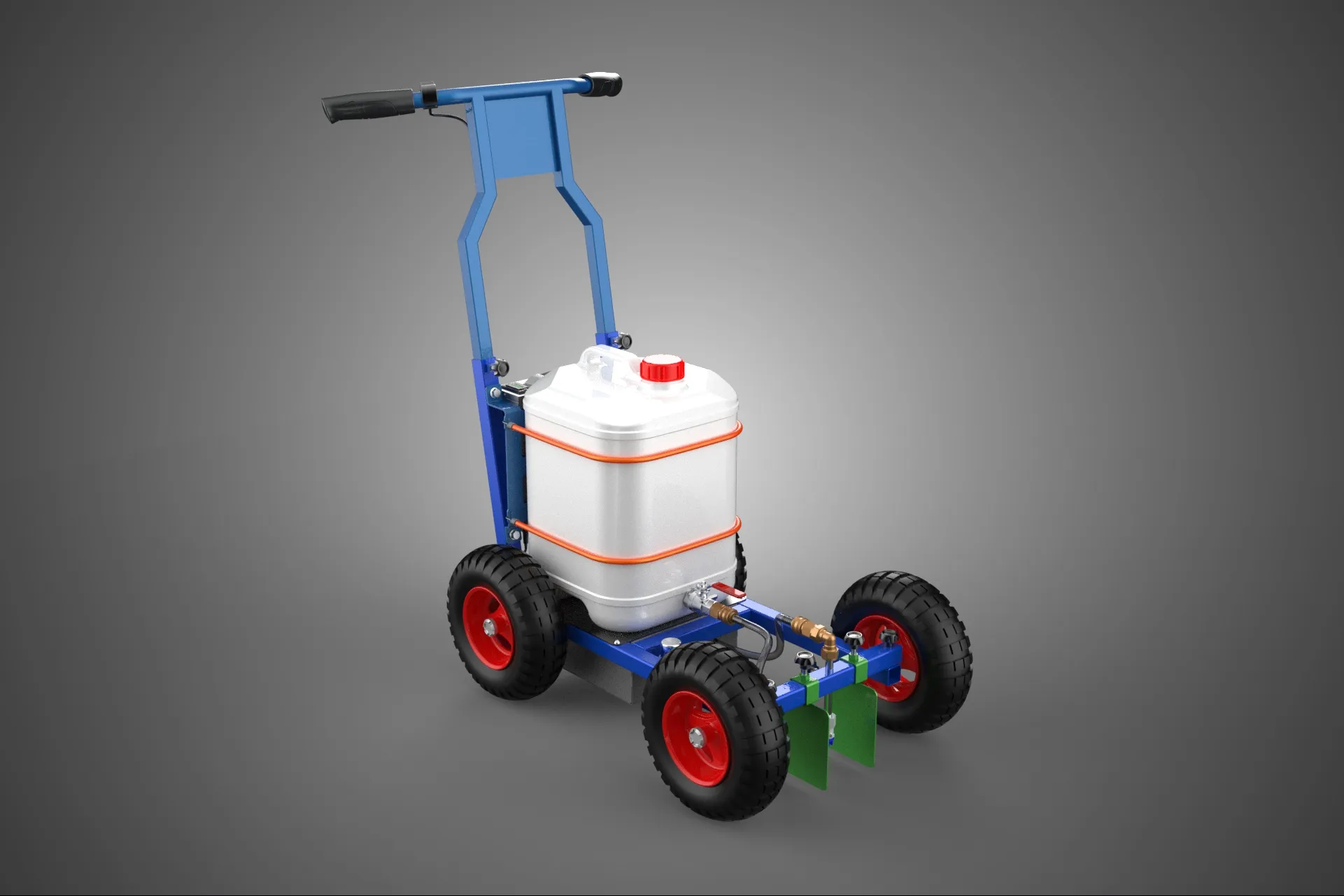 PUSH ROLLING CART PAINT SPRAYING LINE MARKING MACHINE FIELD ROAD 3D Model .c4d .max .obj .3ds .fbx .stl .blend 