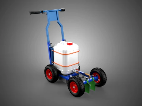 PUSH ROLLING CART PAINT SPRAYING LINE MARKING MACHINE FIELD ROAD 3D Model