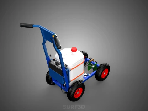 PUSH ROLLING CART PAINT SPRAYING LINE MARKING MACHINE FIELD ROAD 3D Model