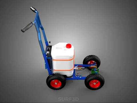 PUSH ROLLING CART PAINT SPRAYING LINE MARKING MACHINE FIELD ROAD 3D Model
