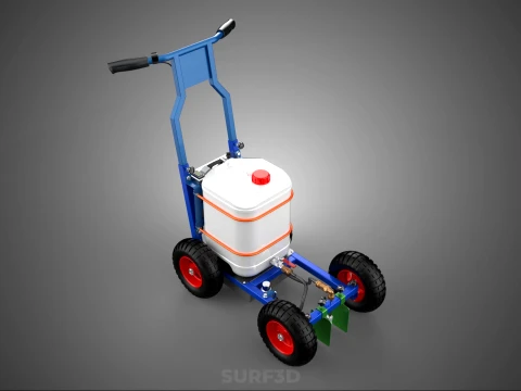 PUSH ROLLING CART PAINT SPRAYING LINE MARKING MACHINE FIELD ROAD 3D Model