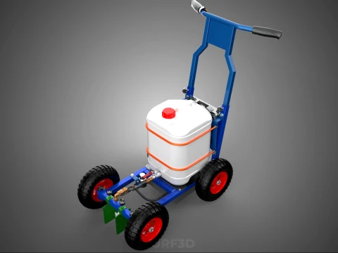 PUSH ROLLING CART PAINT SPRAYING LINE MARKING MACHINE FIELD ROAD 3D Model