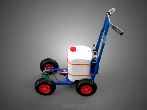 PUSH ROLLING CART PAINT SPRAYING LINE MARKING MACHINE FIELD ROAD 3D Model