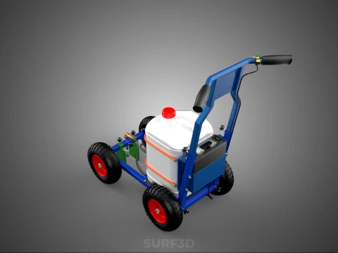 PUSH ROLLING CART PAINT SPRAYING LINE MARKING MACHINE FIELD ROAD 3D Model