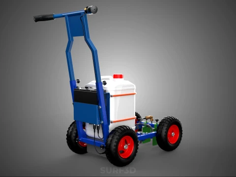 PUSH ROLLING CART PAINT SPRAYING LINE MARKING MACHINE FIELD ROAD 3D Model
