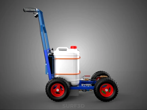 PUSH ROLLING CART PAINT SPRAYING LINE MARKING MACHINE FIELD ROAD 3D Model