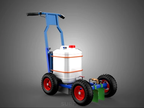 PUSH ROLLING CART PAINT SPRAYING LINE MARKING MACHINE FIELD ROAD 3D Model